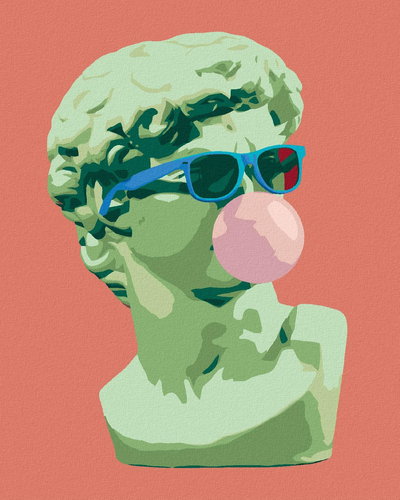Painting by numbers - Antique statue with bubble, 40x50 cm, stretched canvas on frame - Painting by Numbers - Main image
