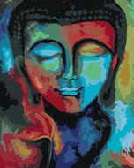 Painting by Numbers - Colored Buddha and Flowers, 40x50 cm, stretched canvas on frame - Painting by Numbers