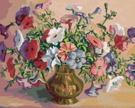 Painting by numbers - Rich bouquet in a golden vase, 80x100 cm, stretched canvas on frame - Painting by Numbers