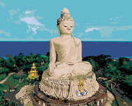 Painting by Numbers - Buddha and the Ocean, 80x100 cm, stretched canvas on frame - Painting by Numbers