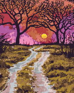 Painting by Numbers - Path to Autumn and Sunset, 80x100 cm, stretched canvas on frame - Painting by Numbers