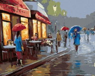 Painting by Numbers - Rainy Day in the City, 80x100 cm, stretched canvas on frame - Painting by Numbers