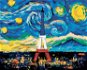Maľovanie podľa čísel – Eiffelova veža podľa Vincenta van Gogha, 40 × 50 cm, napnuté plátno na rám - Maľovanie podľa čísel