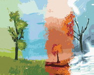 Painting by Numbers - One Tree - Four Seasons, 80x100 cm, without frame and without turning off the  - Painting by Numbers