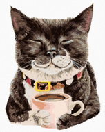 Painting by Numbers - Cat and Coffee (Holly Simental), 40x50 cm, unframed and without canvas shut of - Painting by Numbers