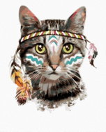 Painting by numbers - Cat with Indian headdress, 80x100 cm, stretched canvas on frame - Painting by Numbers