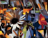 Painting by Numbers - Flowers in Cubist Style, 40x50 cm, stretched canvas on frame - Painting by Numbers