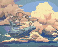 Painting by Numbers - Flying Whale, 80x100 cm, without frame and without switching off the canvas - Painting by Numbers