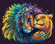 Malen nach Zahlen - Löwe und Löwin in Farben - 40 cm x 50 cm - Leinwand auf Keilrahmen - Malen nach Zahlen