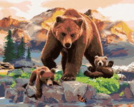 Painting by Numbers - Bear Cubs and Cubs by a Stream (Howard Robinson), 40x50 cm, unframed and unfra - Painting by Numbers