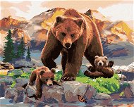 Painting by Numbers - Bear Cubs and Cubs by a Stream (Howard Robinson), 80x100 cm, stretched canvas  - Painting by Numbers