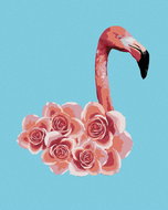 Painting by Numbers - Flamingo and Rose, 40x50 cm, stretched canvas on frame - Painting by Numbers