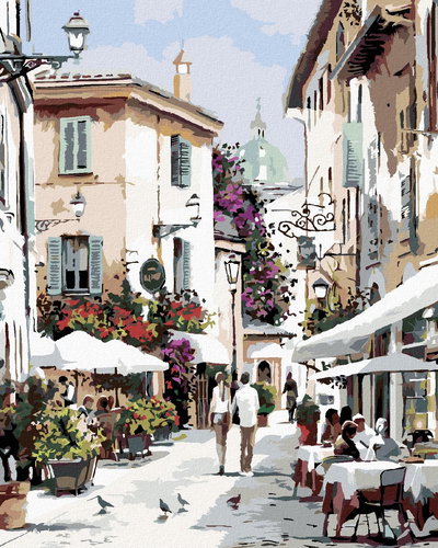 Painting by Numbers - A Walk Through a Café (Richard Macneil), 80x100 cm, unframed and unframed canv - Painting by Numbers - Main image