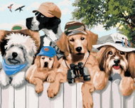 Painting by numbers - Dogs on a trip in nature (Howard Robinson), 80x100 cm, stretched canvas on fra - Painting by Numbers