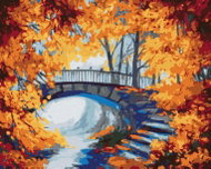 Painting by Numbers - Stairs in the Autumn Forest, 40x50 cm, without frame and without canvas shut o - Painting by Numbers