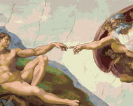 Painting by Numbers - Creation of Adam (Michelangelo), 80x100 cm, stretched canvas on frame - Painting by Numbers