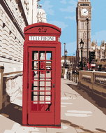 Painting by Numbers - Telephone Box in London, 80x100 cm, stretched canvas on frame - Painting by Numbers