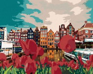 Painting by Numbers - Tulips in Amsterdam, 40x50 cm, without frame and without canvas switching off - Painting by Numbers