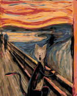 Painting by Numbers - Cry of the Cat - inspiration by E. Munch, 80x100 cm, stretched canvas on frame - Painting by Numbers