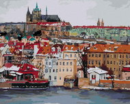 Painting by Numbers - Winter Prague Castle, 40x50 cm, stretched canvas on frame - Painting by Numbers