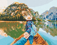 Painting by Numbers - Woman on a Boat, 40x50 cm, stretched canvas on frame - Painting by Numbers
