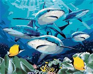 Painting by Numbers - Sharks and Coral Reef (Howard Robinson), 40x50 cm, stretched canvas on frame - Painting by Numbers