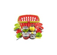 Teddies Shopping cart + cookware set with cooker - Toy Kitchen Utensils