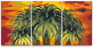 Painting Queens Malování podle čísel - Palmy v červeném pozadí (sada 3 ks), 30 × 40 cm, na rámu - Painting by Numbers