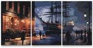 Painting Queens Malování podle čísel - Hamburk v noci (sada 3 ks), 40 × 60 cm, bez rámu - Painting by Numbers