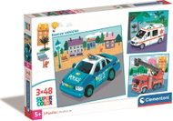 Clementoni Puzzle Emergency Vehicles 3 × 48 Pieces - Jigsaw Puzzle