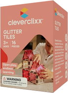 Cleverclixx Glitter Tiles Pack Transparent - Pink 16 pcs - Building Set