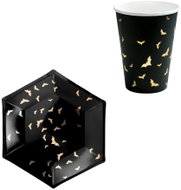 PARTYDECO Halloween party set bats – paper plates and cups for 6 people – 12 pcs - Decoration