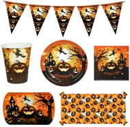 GUIRCA Large Halloween party set with pumpkins and witches - decorations and party tableware for 12  - Decoration