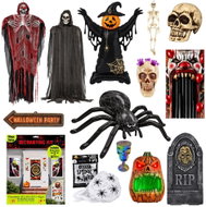 GUIRCA Mega Halloween set - decorations with skeletons, skulls, a spider and light effects - 50 pcs - Decoration