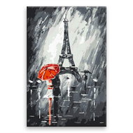 In the rain under the Eiffel Tower - 80 × 120 cm, without wooden frame - Painting by Numbers