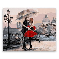 Romance under an Umbrella - 50 × 40 cm, canvas stretched on the frame - Painting by Numbers