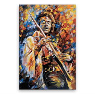 Jimi Hendrix with guitar - 40 × 60 cm, canvas on frame - Painting by Numbers