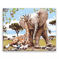 Animal Friendship - 50 × 40 cm, canvas off the frame - Painting by Numbers