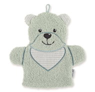 Sterntaler Terry cloth with appliqué, bear Terry green, 24 × 24 cm, 7221972 - Washcloth