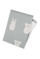 Sterntaler Knitted blanket, organic cotton, light blue, animals 75 × 100 cm, 9272171 - Blanket
