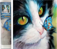 Norimpex Kotě a motýl 40 × 30 cm - Diamond Painting