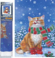 Norimpex Vánoční kocour 40 × 30 cm - Diamond Painting