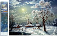 Norimpex Zasněžená zimní krajina 40 × 30 cm - Diamond Painting