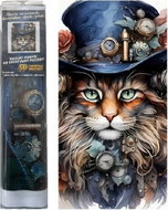 Norimpex Steampunková kočka 40 × 30 cm - Diamond Painting