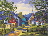 Norimpex Barevná vesnička v horách 40 × 30 cm - Diamond Painting
