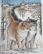 Norimpex Kočky v zimě 40 × 30 cm - Diamond Painting