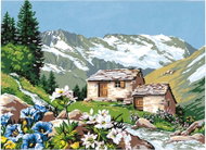 Norimpex Horská chata 40 × 30 cm - Diamond Painting
