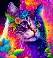 Norimpex Kočičí portrét v neonových barvách 40 × 30 cm - Diamond Painting