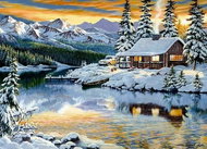 Norimpex Zasněžená chata 40 × 30 cm - Diamond Painting