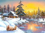 Norimpex Odlesky zimního slunce 40 × 30 cm - Diamond Painting